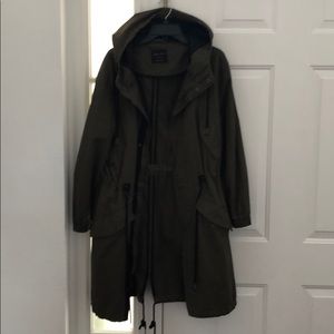LOVE TREE olive green parka, size M, barely worn